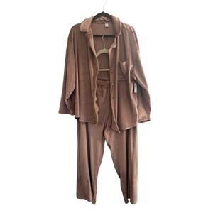 O.N.L.Y Old Navy Loves You Women XL 2pc Lot Velour Button Pajama Top Pants #5275